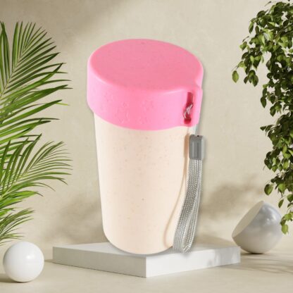 12683 Travel Coffee Cup Portable Water Bottle Wheat Straw Coffee Tea Mug Coffee Mug with Lids for Coffee Tea (300 ML Approx) - Image 5