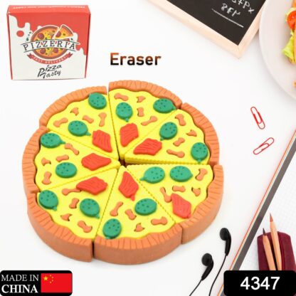 4347 3D Pizza Slices Kids Favourite Food Eraser, Pizza 7 slice eraser for kids Adults fast food lover Stationary Kit Fancy & Stylish Colorful Erasers, for Return Gift, Birthday Party, School Prize - Image 2