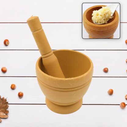 7193  Mortar and Pestle Set for Spices, Okhli Masher, Khalbatta, Kharal, Mixer, Natural & Traditional Grinder and Musal, Well Design for Kitchen, Home, Herb - Image 3