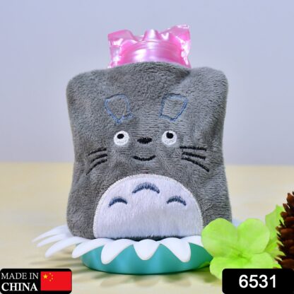 Totoro Cartoon Small Hot Water Bag with Cover for Pain Relief - Image 2