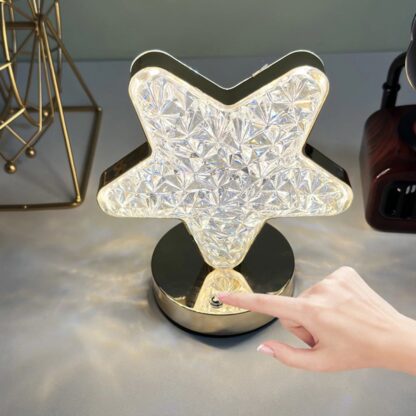 12571 Star Shape Crystal Diamond Lamp Cordless Luxury Lamp with USB Rechargeable, 3-Way Dimmable & Touch Control Decorative Nightstand Lamp for Bedroom, Living Room, Party, Restaurant Decor (1 Pc ) - Image 9