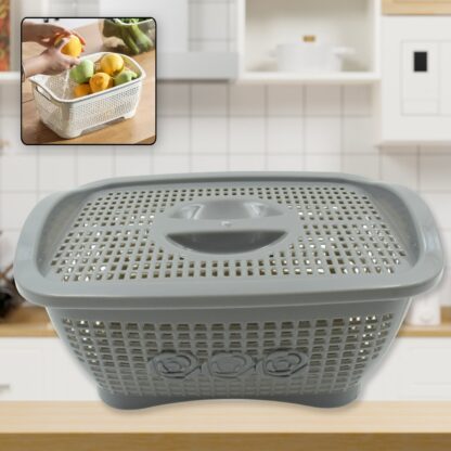 5546 Multipurposes Plastic Basket, Organizer for Kitchen, Countertop, Cabinet, Bathroom with Lid, Plastic Storage Basket For Store Fruits, Vegetables, Magazines, Cosmetics, Stationary (1 Pc / Mix Color )