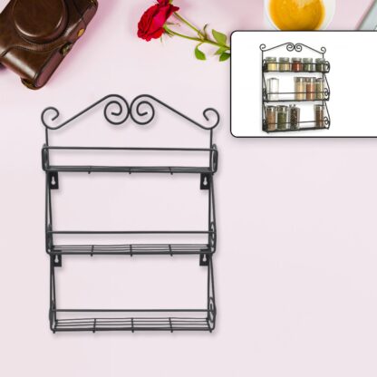 5857 Big Wall Mounted Iron Wall Shelf with 3 Storage Racks for Kitchen, Pantry, Cabinet, Counter top or Free Standing, Rack Holder for Kitchen - Image 4