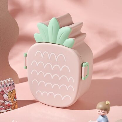 5729 Kids Lunch Box Cute Pineapple Shaped Bento Box with Fork Spoon Snack Candy Container Microwave Portable Office Lunch Box (1 Pc / With Spoon, Fork & Color Box) - Image 9