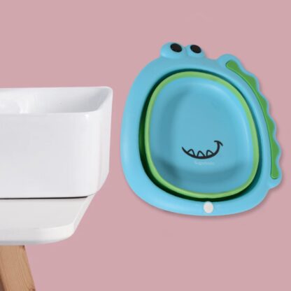 17513 Frog Shape Wash Basin, Space Saving Multi Function Foldable Baby Wash basin Easy Clean Lightweight Thicken for Washing Face for Home (33×31Cm / 1 pc) - Image 6