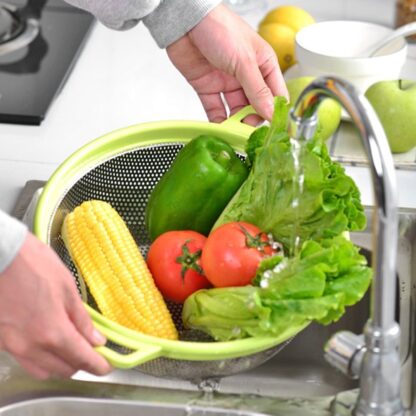 Stainless Steel Colander with Handle - Large Metal Mesh Basket Strainer (1 pc) - Image 7