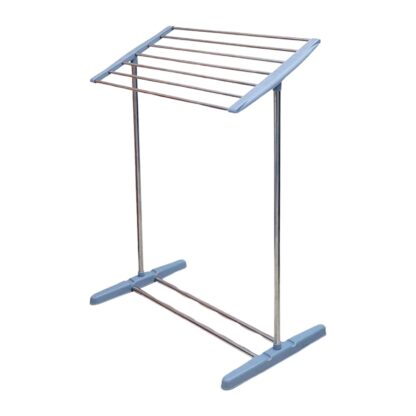 Multi-Functional Single Tier Mobile Towel Foldable Rack for Cloth and Towel / Stainless Steel and Plastic Made Mobile Towel and Cloth Rack Holder Indoor / Outdoor Standing Movable Cloth Dryer Rack, Balcony Cloth Drying Stand - Image 4