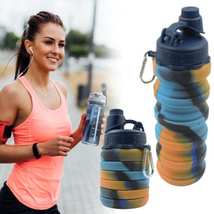 Foldable Water Bottle, Silicone Leak Proof Portable Sports Travel Water Bottle for Outdoor, Gym, Hiking (1 Pc / 24 cm Foldable) - Image 4