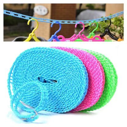 3 Meter Anti-Slip Clothesline Rope - Nylon, Hooks, Indoor/Outdoor - Image 6