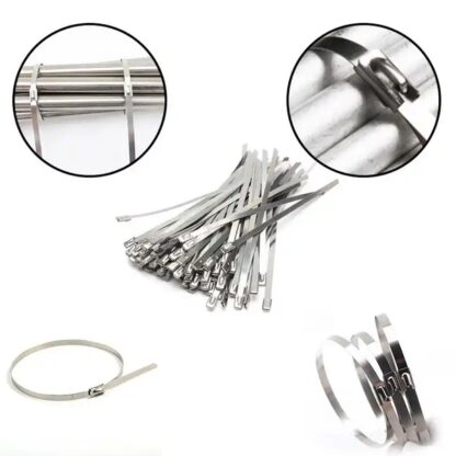 Stainless Steel Cable TIE Used for Solar, Industrial and Home Improvement Multipurpose HIGH Strength, Self-Locking Zip Ties, Multi-purpose Tie, Portable Rustproof 100Pcs Wide Application Zip Tie Set for Building ( 4.6x200MM & 4.6x100MM /  100 pcs Set) - Image 7