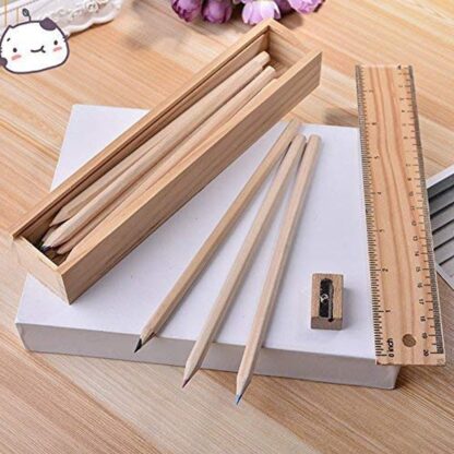 4726 Colorful Wooden Pencil Set with Pencil box, Ruler, Sharpener For for Kids, Artist, Architect (12 Pcs Set) - Image 8