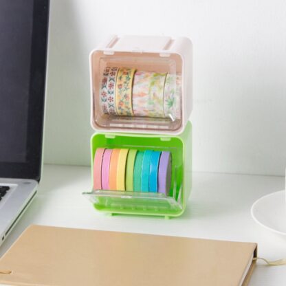 17611 Storage Box Storage Container Tape Storage Boxes Durable Convenient Plastic Transparent Lid Visible Tape Storage Box / Case for Office - Image 3