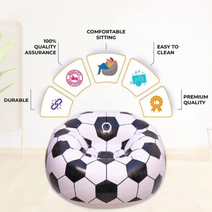 17732 Football Sofa, Cartoon Style Inflatable Folding Chair, Soccer Ball Chair, Inflatable Sofa for Adults, Kids size 110cm x 80cm - Image 3