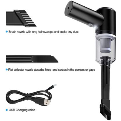 7370  Vacuum Cleaner Dust Collection  2 in 1 Car Vacuum Cleaner 120W High-Power Handheld Wireless Vacuum Cleaner Home Car Dual-use Portable USB Rechargeable - Image 6