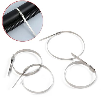 Stainless Steel Cable TIE Used for Solar, Industrial and Home Improvement Multipurpose HIGH Strength, Self-Locking Zip Ties, Multi-purpose Tie, Portable Rustproof 100Pcs Wide Application Zip Tie Set for Building ( 4.6x200MM & 4.6x100MM /  100 pcs Set) - Image 4