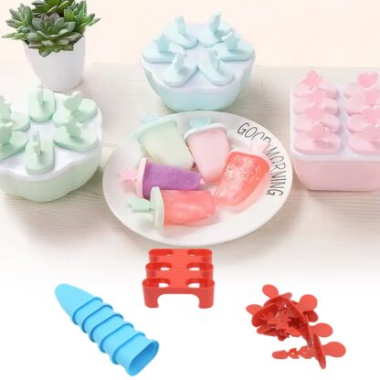 2396 Ice Candy Maker 6 pcs Set Kulfi Maker Ice Candy Mould Clear Popsicle Mold Homemade Ice Pop Maker Reusable Easy Candy Chocobar Kulfi Mould Tray with Sticks - Image 3