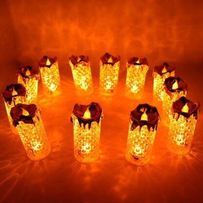 8441 Gold Flameless Candles LED Light Flameless and Smokeless Decorative, Candles Led Tea Light Candle Perfect for Gifting, Home, Diwali,Wedding, Christmas, Crystal Candle Lights, Table Decorations (12 Pc MOQ) - Image 3