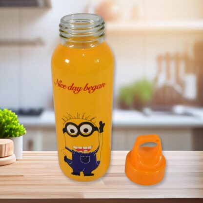 12843 PORTABLE GLASS WATER BOTTLE, CREATIVE GLASS BOTTLE WITH GLASS WATER ( Mix Design) - Image 3