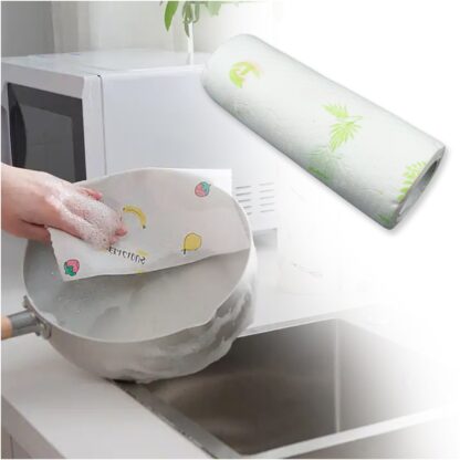 9429 Non Woven Reusable and Washable Kitchen Printed Tissue Roll Non-stick Oil Absorbing Paper Roll Kitchen Special Paper Towel Wipe Paper Dish Cloth Cleaning Cloth 40 sheets / Pulls - Image 5