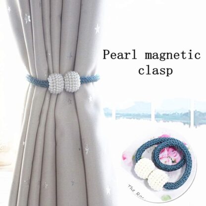 6493 Home Magnetic Curtain Tiebacks, Straps, Buckle, Clips Rope Straps Window Curtain Bracket Decoration, Pearl Decorative Rope Holdback Holder for Window (2 Pc) - Image 5