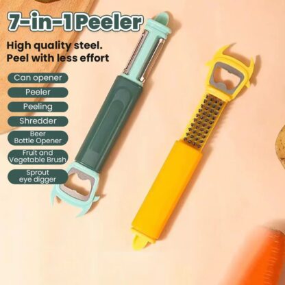 Multifunctional, Vegetable Fruit Peelers Slicer Can Opener 7 In 1 Kitchen Peeler For Veggie Fruit Potato Carrot Durable Kitchen Peeling Tool Non-slip Handle Durable For Potato, Fruit, Vegetables, Carrots, Cucumbers - Image 3