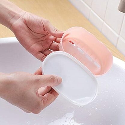 17509 Soap Container, Soap Box Household Kitchen and Bathroom Can Use PP Material Drain Box Double Soap Dish, for Bathroom Shower Home Outdoor Camping (1 Pc) - Image 3