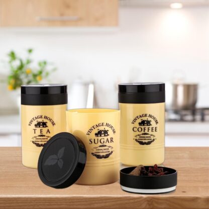 5736 Accurate Seal Tea Sugar Coffee Container - 3 Pcs Plastic Damru Shaped Tea, Coffee, Sugar Canisters Jar, New Airtight Food Seal Containers for Salt, Dry Fruit, Grocery Multicolor (3 Pcs Set) - Image 9