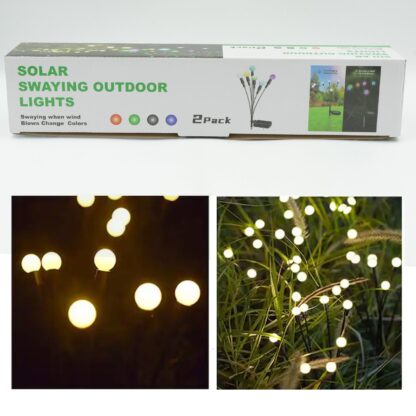 9129 Solar Garden Lights, Solar - Powered Firefly Lamp, New Upgraded Solar Firefly Lights Outdoor Waterproof, Solar Outdoor Decorative Lights for Yard Gardening Patio Backyard Pathway Décor (2 PCS Set 12 LED (Warm Light)) - Image 3