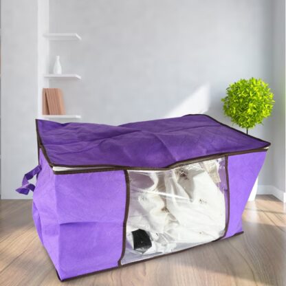 17675 Clothing storage bag with zipper, non-woven storage bag for storing the clothes and sarees. - Image 3