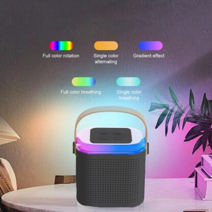 Wireless Speaker Microphone Set, RGB Light Support Memory Card PortableKaraoke Machine Perfect  for Travel TV - Image 5