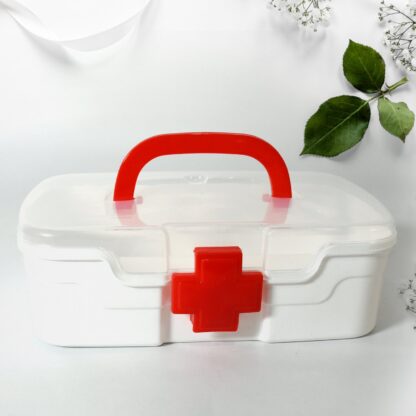 12734 Medical Box, 1 Piece, Indoor Outdoor Medical Utility, Medicine Storage Box, Detachable Tray Medical Box Multi Purpose Regular Medicine, First Aid Box with Handle & Transparent Lid - Image 3