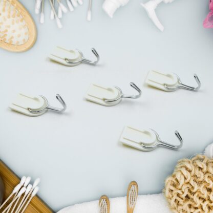 Multipurpose Strong Hook Self-Adhesive hooks for wall Heavy Plastic Hook, Sticky Hook Household For Home, Decorative Hooks, Bathroom & All Type Wall Use Hook, Suitable for Bathroom, Kitchen, Office (5 pc) - Image 3