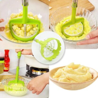 5768 Multi Functional One-Handed Plastic Manual Mashed Potatoes Masher, Mash Sweet Potato Masher with Comfort Grip and Stainless-Steel Spring Design for Nonstick Pans (1 Pc) - Image 3