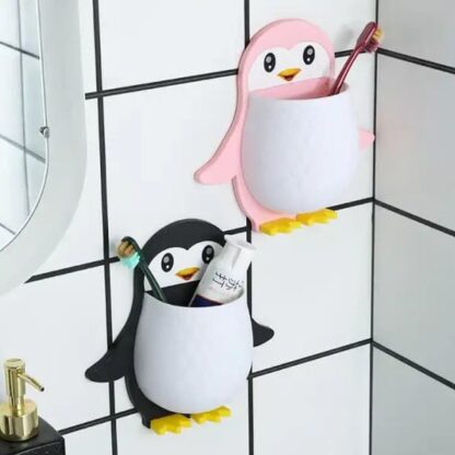 17688 Penguin Storage Box, Adhesive Remote Case, Electric Toothbrushes Holder, Universal Controller Holder, Wall Nightstand, Office Plastic Wall Mount - Image 7