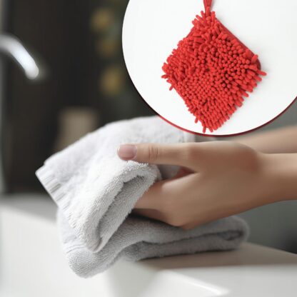 7806 Super Soft Cute Hanging Hand Towel for Kitchen and Bathroom | Ultra Absorbent Thick Coral Velvet Hand Towels with Hanging Loop Fast Drying Microfiber - Image 5