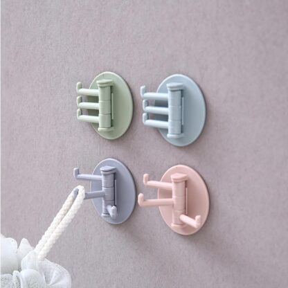 4142 Sticky Hook Household Strong Punch-Free Hook, 180°Foldable Multi-Function Rotatable Hook with 3 Hooks, Suitable for Bathroom, Kitchen, Office (1 Pc) - Image 3