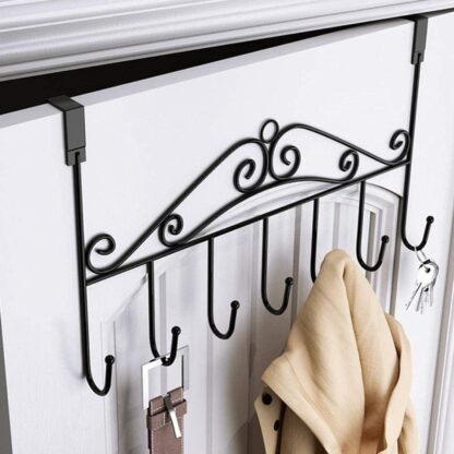 9383 Over The Door Hanger Rack 7 Hooks Decorative Ognazier Hook Rack Stylish Door Hanger Door Hook Hangers with 7 Hooks,Metal Hanging Rack for Home Office Use - Image 5