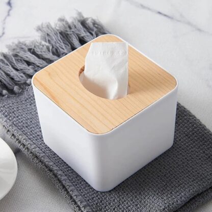 8846 Tissue Box Desktop Stand Bamboo Tissue Cover Box Rectangular Paper Towel Holder Removable Tissue Dispenser for Bathroom Vanity Countertop Bedroom Car Holder Paper Towels Dispenser (1 Pc ) - Image 5