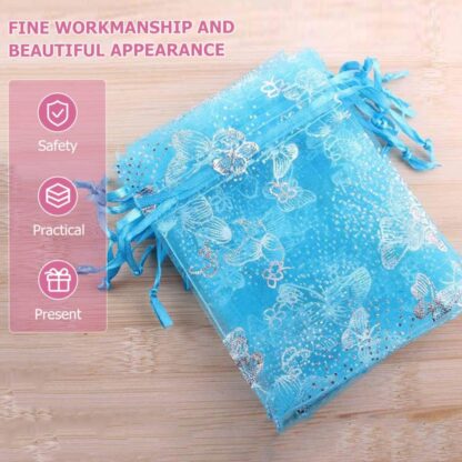 17684 Organza Return Gift Bags Small Mesh Bags Drawstring Gift Bags Christmas Drawstring Organza Gift Bags, Wedding Party Festival Gift Bags, Jewellery Packing Pouch Dry Fruit Pouch 10×12 Cm (100 Pcs Set) - Image 4