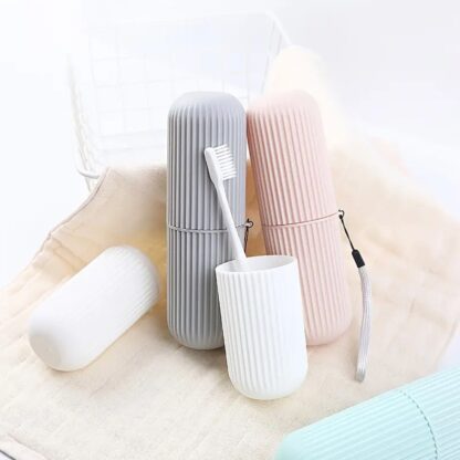 Travel Toothbrush Case & Holder w/ Rope & Brush (Portable, Capsule Shape) - Image 3