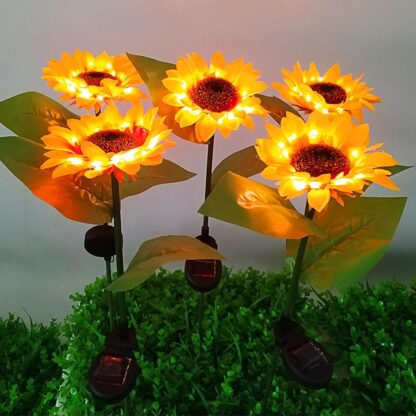 2 Pc Outdoor Solar Sunflower Lights Intelligent Light Control Waterproof Garden Landscape Stake Light - Image 8