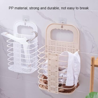 8145 Wall Hanging Laundry Basket Clothes Hanger Dirty Hamper Clothes Storage Hook Clothes Rails for Laundry Washing Machine Bathroom Kids Dirty Clothes Storage Hanger (1 Pc) - Image 3