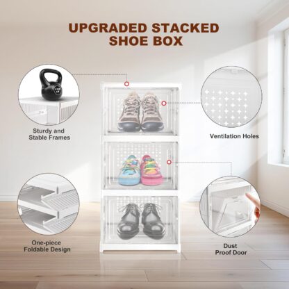 Stackable Multifunctional Storage, for Clothes Foldable Drawer Shelf Basket Utility Cart Rack Storage Organizer Cart for Kitchen, Pantry Closet, Bedroom, Bathroom, Laundry (2, 3, 4, 5, 6 / Layer 1 Pc) - Image 19