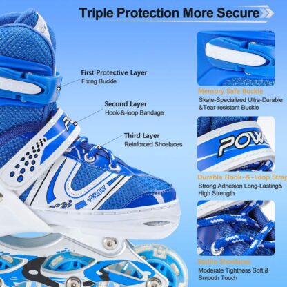 7554  Inline Skates With Led Flashing Light Wheel With Adjustable Length Skate Premium High Quality Skates Pair (Roller Skate , Skating) - Image 6