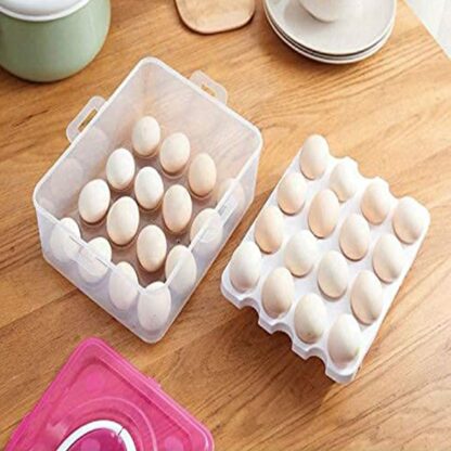 5725 2Layer, 32 Grid Egg Tray with Lid Egg Carrier Holder for Refrigerator, Camping Food Storage Container with Handle (1 Pc ) - Image 4