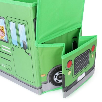 4300 Foldable Bus Shape Toy Box Storage with Lid for Storage of Toys Basket Useful as Toy Organizer mountable Racks Surface Multipurpose Basket for Kids Wardrobe Cabinet Wood with Cloth Cover For Home Decor Books, Game, Baby Cloth (Mix Color & Design ) - Image 5