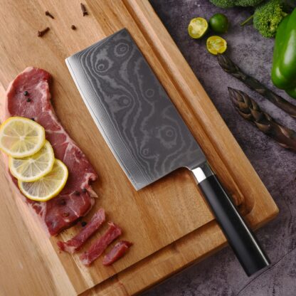 5735 Stainless Steel Chef Damascus Cleaver Vegetable Knife with Plastic Handle & Cover, Multipurpose Use for Kitchen or Restaurant (12 Inch) - Image 3