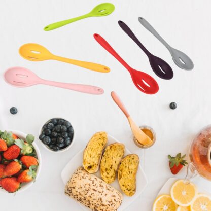 Multipurpose Silicone Spoon, Silicone Basting Spoon Non-Stick Kitchen Utensils Household Gadgets Heat-Resistant Non Stick Spoons Kitchen Cookware Items For Cooking and Baking (6 Pcs Set) - Image 5