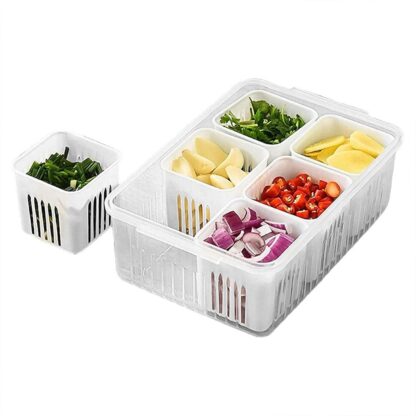 Fridge Storage Boxes Freezer Storage Containers, Container for Kitchen Storage Set, Storage in Kitchen, Vegetable Storage, Draining Crisper Refrigerator Food Box (1 Pc) - Image 10