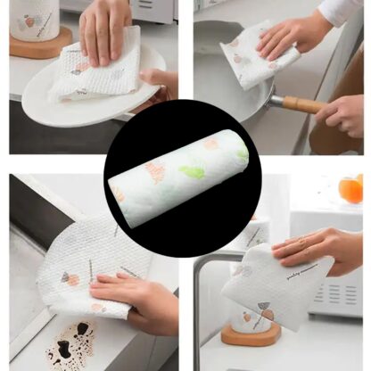 9429 Non Woven Reusable and Washable Kitchen Printed Tissue Roll Non-stick Oil Absorbing Paper Roll Kitchen Special Paper Towel Wipe Paper Dish Cloth Cleaning Cloth 40 sheets / Pulls - Image 3